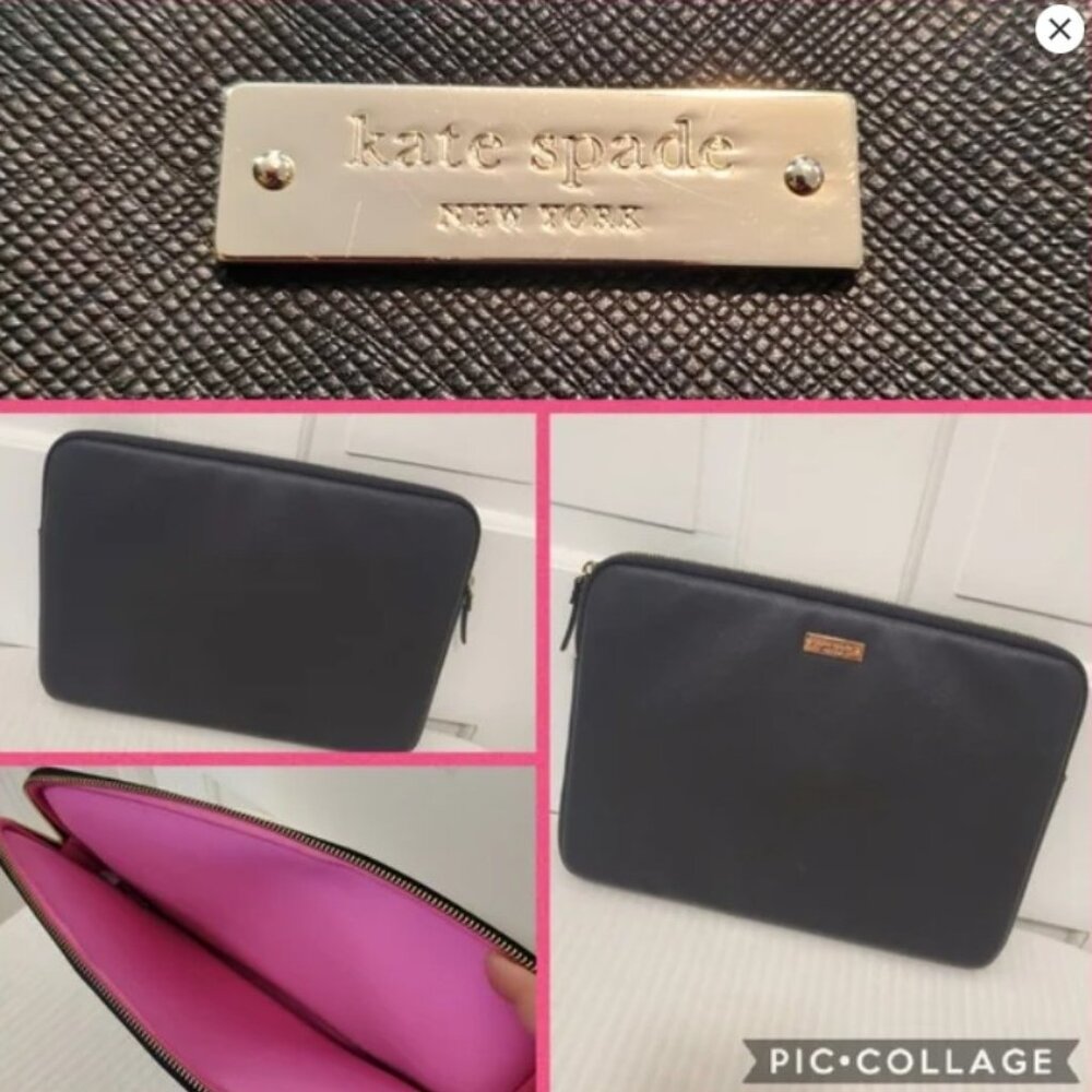 EC Kate Spade New York Black Padded Laptop/Tablet Sleeve, Zip Close Business